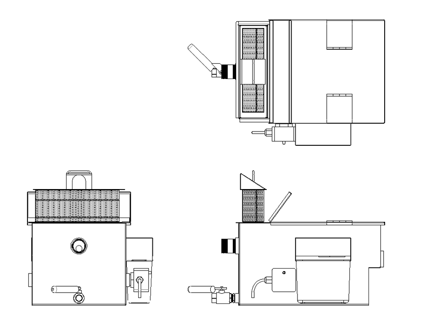 Goslyn GS40 technical drawing showing top, front and side views