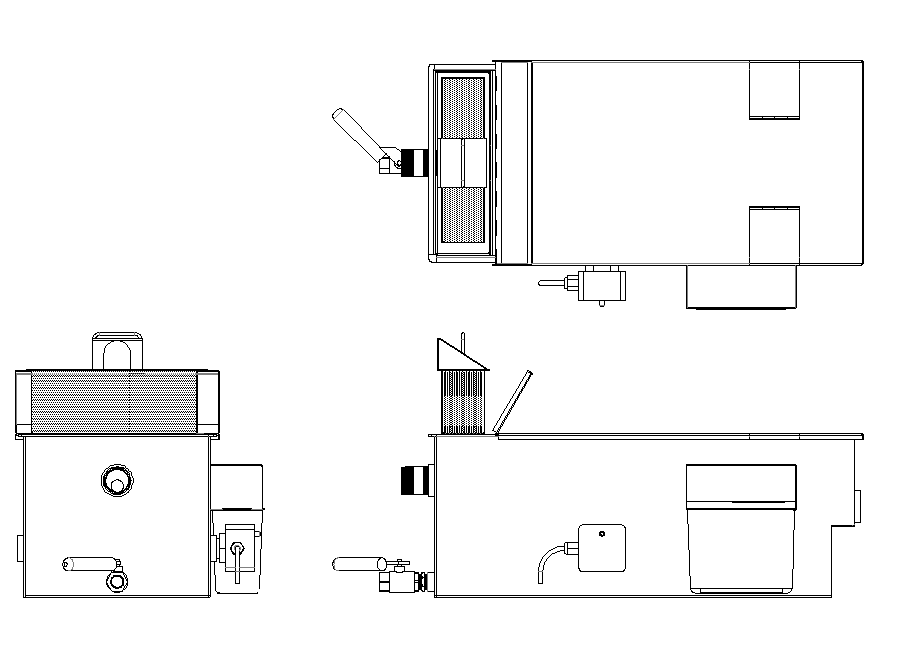 Goslyn GS60 technical drawing showing top, front and side views