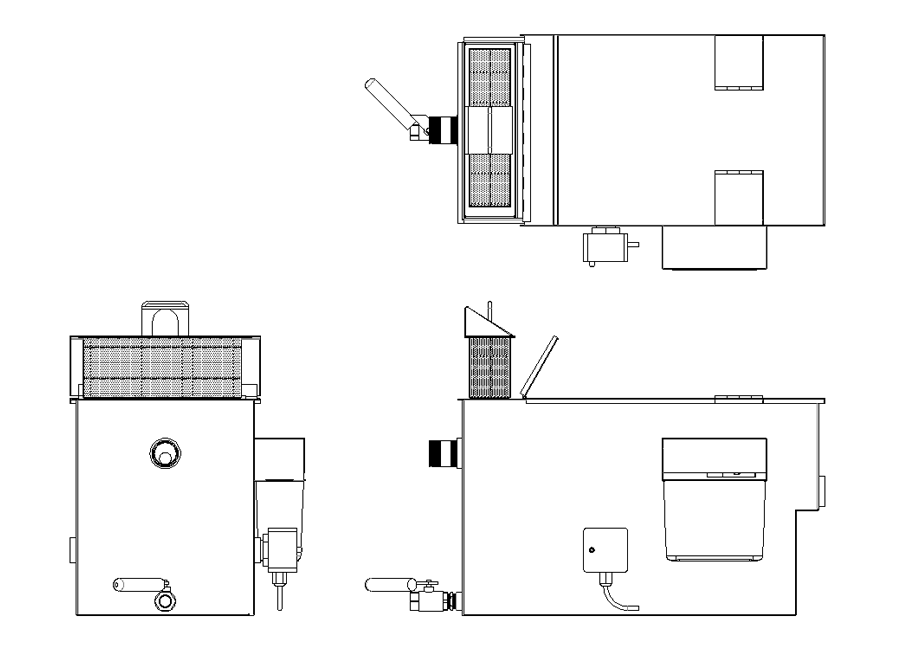 Goslyn GS80 technical drawing showing top, front and side views