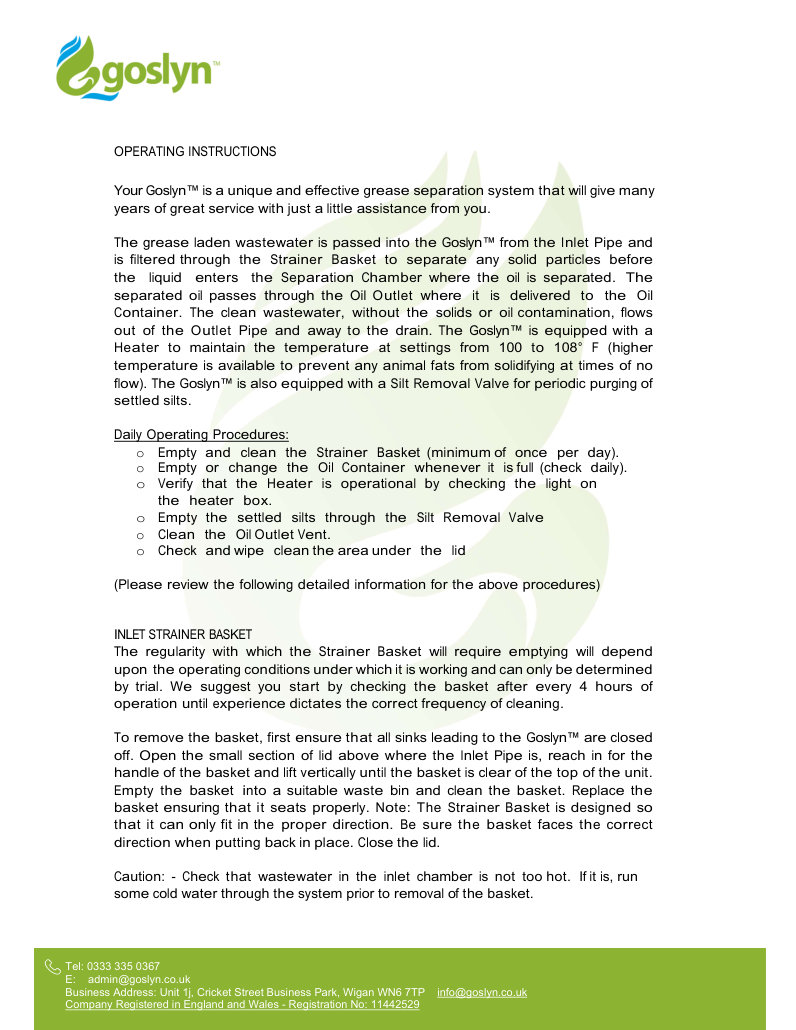Front page preview of Operating Instructions PDF